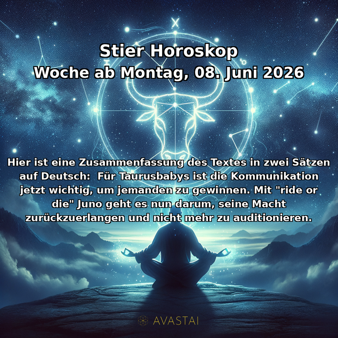 Stier Wöchentliches Horoskop - 08. Juni 2026