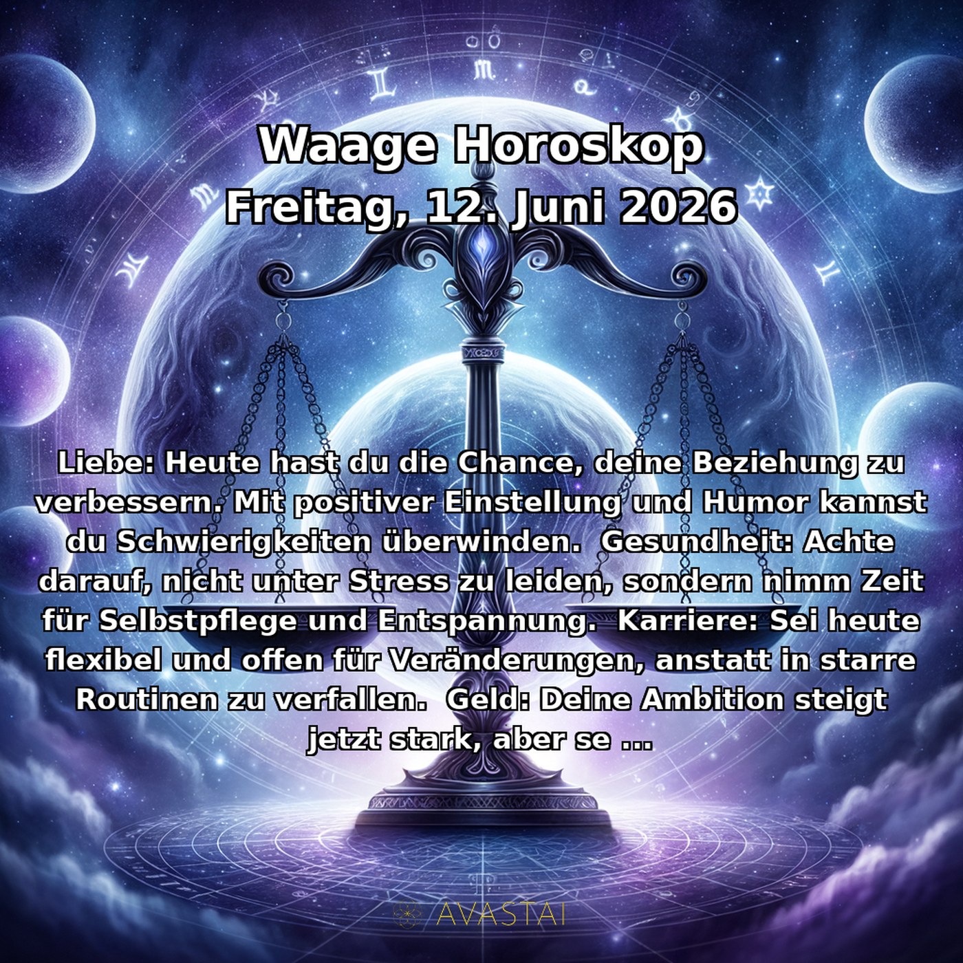 Váhy Tägliches Horoskop - 12. Juni 2026